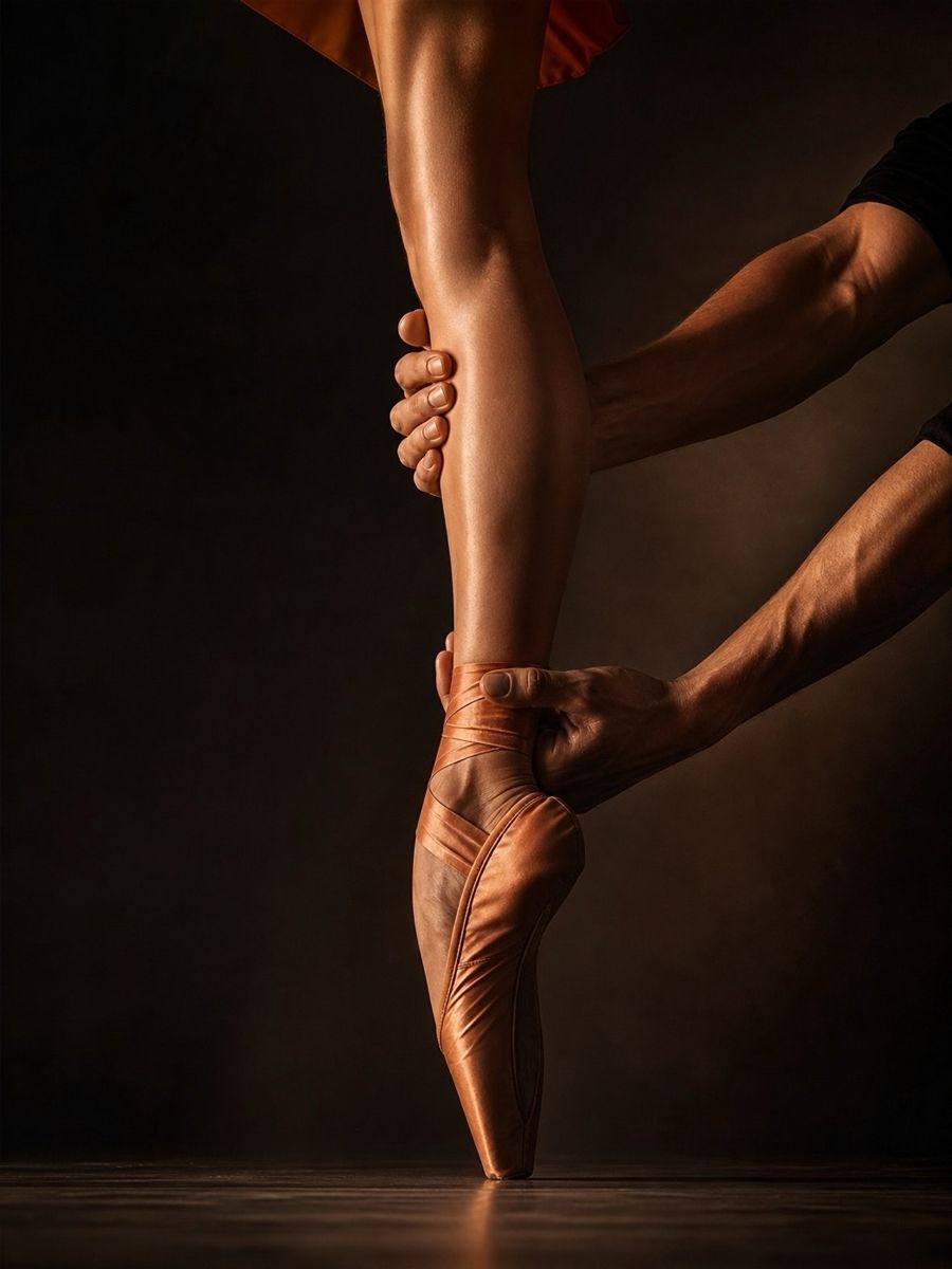Pointe shoes in dramatic light