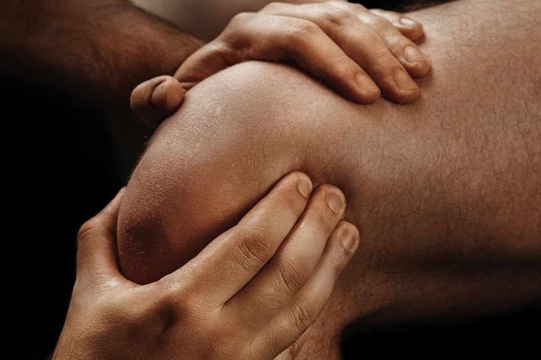 Hands-on assessment of a patient's knee